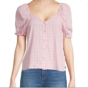 Nanette Lepore Salmon Gingham Top